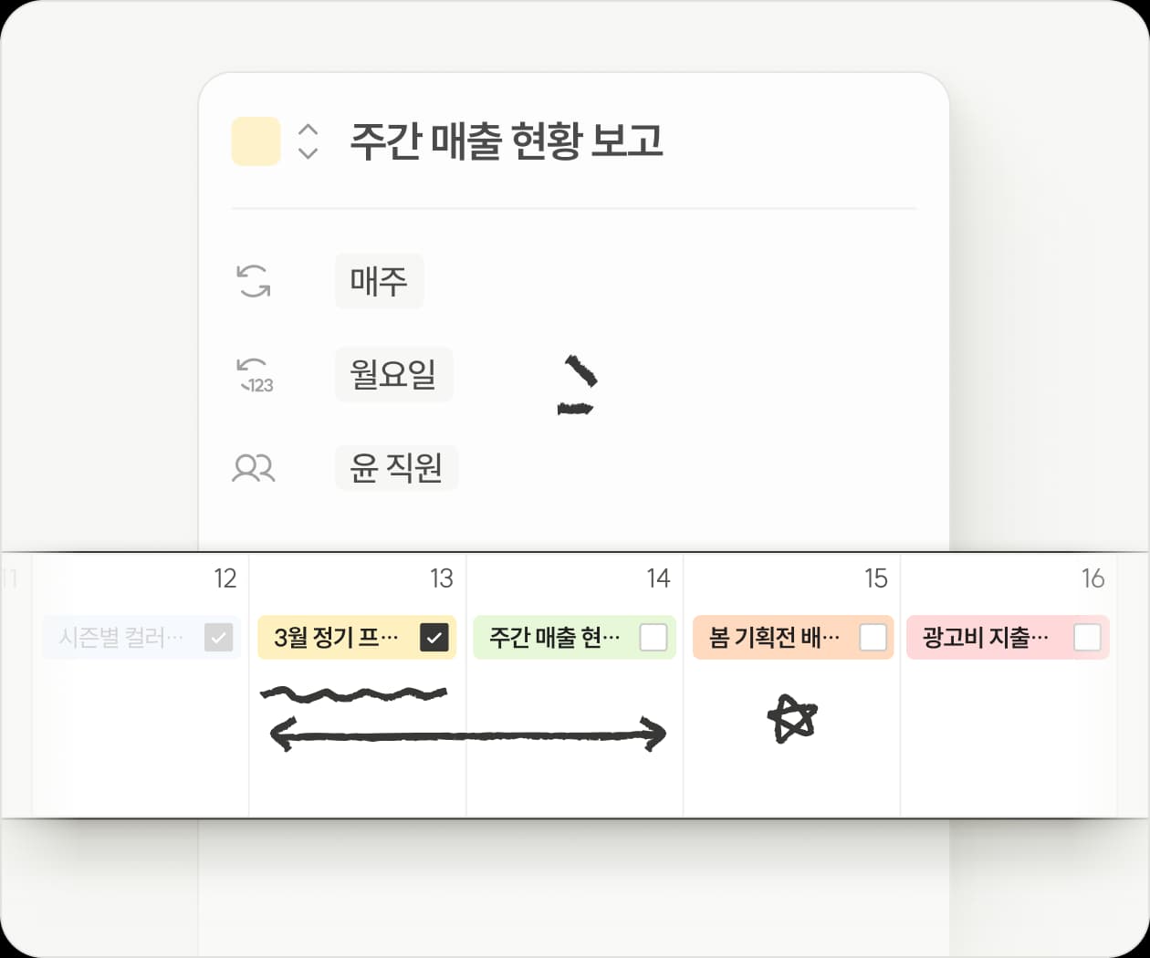 스케줄 일정 기반
업무 자동 생성 구조