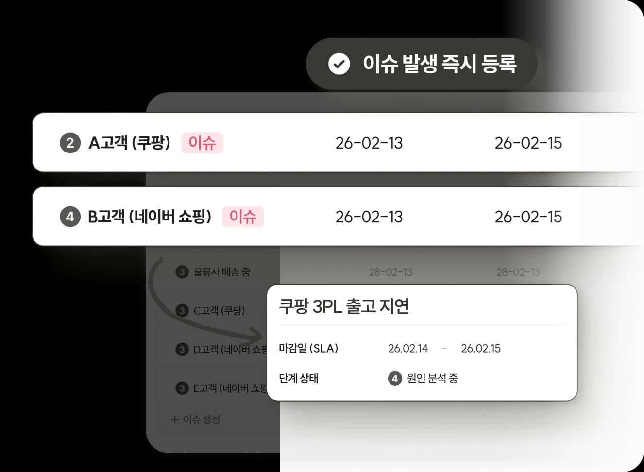발생한 이슈를 즉시 기록하고
놓치지 않는 관리 시작